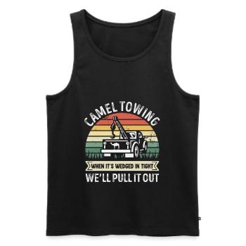 Funny Camel Towing Retro Christmas Gift - Men's Premium Organic Tank Top - black - Front - AI Model Male 178 light (178cm)