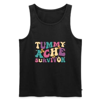 Tummy Ache Survivor Retro 70s - Men's Premium Organic Tank Top - black - Front - AI Model Male 178 light (178cm)