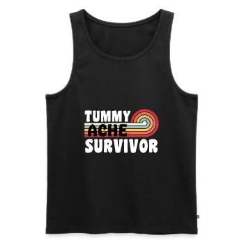 Tummy Ache Survivor Retro 70 stomach ache - Men's Premium Organic Tank Top - black - Front - AI Model Male 178 light (178cm)