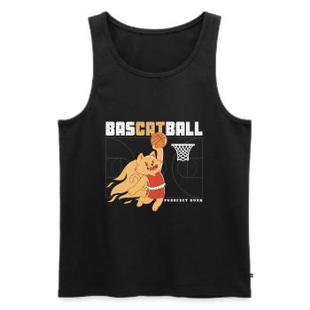 BasCatball Purrfect Dunk - Débardeur bio Premium Homme - noir - Devant - AI Model Male 178 light (178cm)