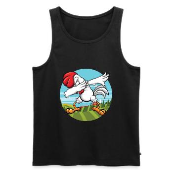 Dabbing Poulet | Coq d'animal de ferme dansant - Débardeur bio Premium Homme - noir - Devant - AI Model Male 178 light (178cm)