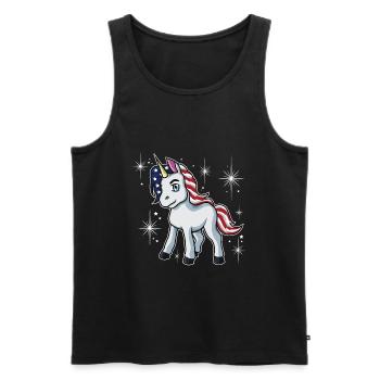 Americorn | Patriot Unicorn Independence Day USA - Débardeur bio Premium Homme - noir - Devant - AI Model Male 178 light (178cm)