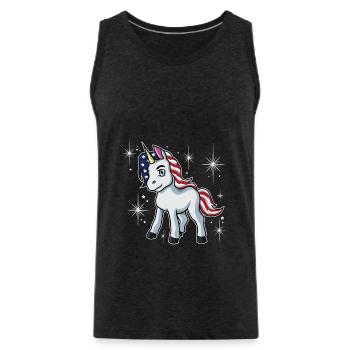 Americorn | Patriot Einhorn Independence Day USA - Männer Premium Bio Tank Top - Anthrazit - Vorne - Alexander (188cm)