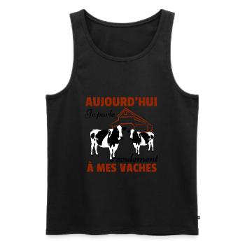 Vache Shirt • Mes vaches • Vache Cadeau - Débardeur bio Premium Homme - noir - Devant - Michal (187cm)