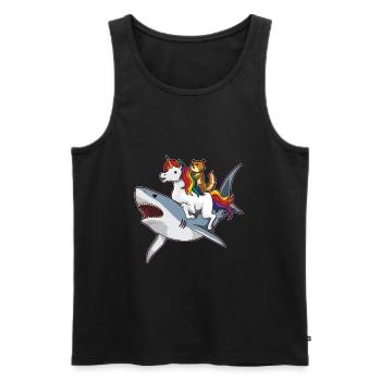 Hai Einhorn Chat - Merveilleuse amitié - Débardeur bio Premium Homme - noir - Devant - AI Model Male 178 light (178cm)