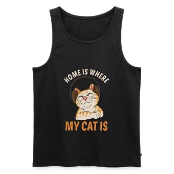 Home is where my cat is chat is ma maison - Débardeur bio Premium Homme - noir - Devant - Michal (187cm)