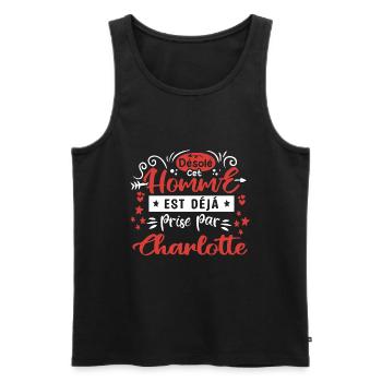 Cadeau Homme déja pris par Charlotte - Débardeur bio Premium Homme - noir - Devant - Michal (187cm)