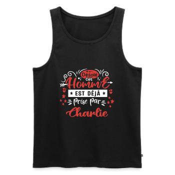 Cadeau Homme déja pris par Charlie - Débardeur bio Premium Homme - noir - Devant - Michal (187cm)