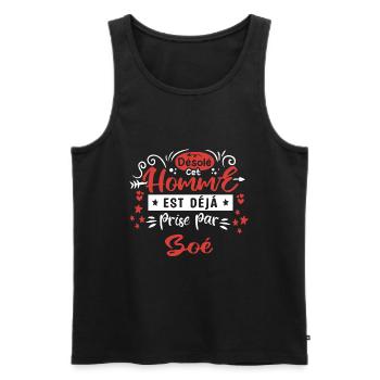 Cadeau Homme déja pris par Boé - Débardeur bio Premium Homme - noir - Devant - Michal (187cm)