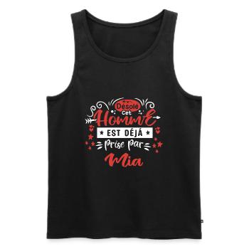 Cadeau Homme déja pris par Mia - Débardeur bio Premium Homme - noir - Devant - Michal (187cm)