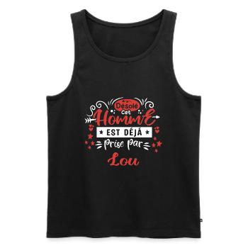Cadeau Homme déja pris par Lou - Débardeur bio Premium Homme - noir - Devant - Michal (187cm)