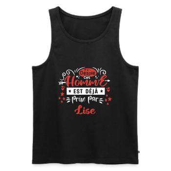 Cadeau Homme déja pris par Lise - Débardeur bio Premium Homme - noir - Devant - Michal (187cm)