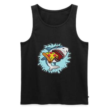 Shark Love Pizza Enthusiast Design artistique - Débardeur bio Premium Homme - noir - Devant - Michal (187cm)