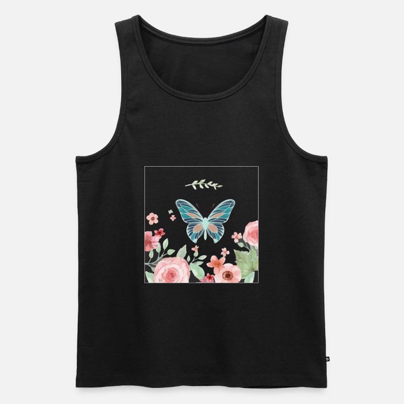 Papillon papillon fleur fleur - Débardeur bio Premium Homme - noir