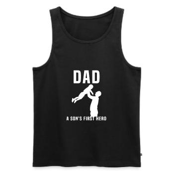 Père et fils - Débardeur bio Premium Homme - noir - Devant - AI Model Male 178 light (178cm)