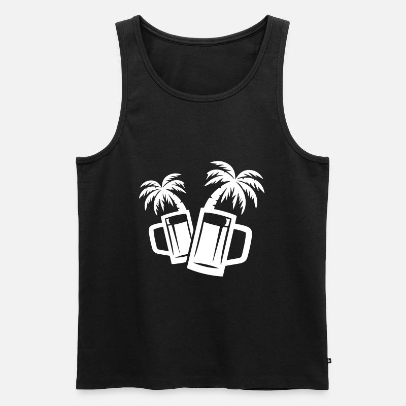 Bier Strand Palmen - Männer Premium Bio Tank Top - Schwarz