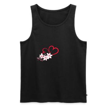 Fleurs avec coeur, coeur, bouquet de fleurs - Débardeur bio Premium Homme - noir - Devant - AI Model Male 178 light (178cm)