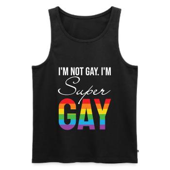 LGBT Gay Pride -I´m not Gay. i´m Super Gay - Männer Premium Bio Tank Top - Schwarz - Vorne - AI Model Male 178 light (178cm)