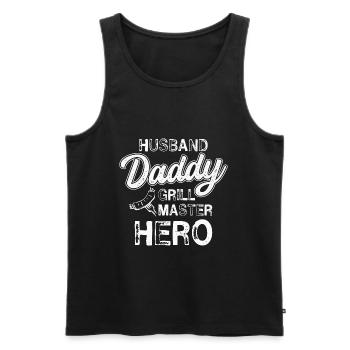 Mari Papa Grill Master Hero Fête des Pères - Débardeur bio Premium Homme - noir - Devant - Michal (187cm)