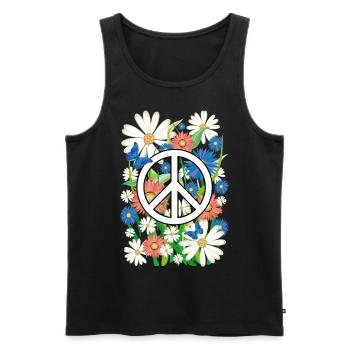 03 Flower Power Peace Flower Butterflies - Men's Premium Organic Tank Top - black - Front - AI Model Male 178 light (178cm)