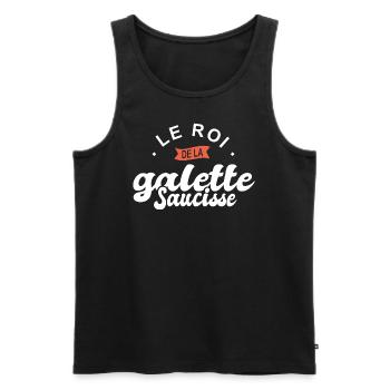 roi de la galette saucisse breton bretagne cuisine - Débardeur bio Premium Homme - noir - Devant - AI Model Male 178 light (178cm)