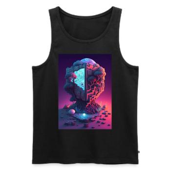 Voxel Vaporwave Neon Futuristisch Fantasie Gaming - Männer Premium Bio Tank Top - Schwarz - Vorne - AI Model Male 178 light (178cm)