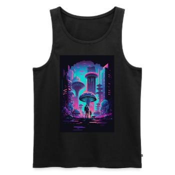 Pilz Neon Vaporwave Natur Technocrat Hacker Techie - Männer Premium Bio Tank Top - Schwarz - Vorne - AI Model Male 178 light (178cm)