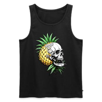 Crâne d’ananas // Crâne ananas fruit FS0064 - Débardeur bio Premium Homme - noir - Devant - Michal (187cm)