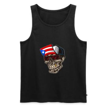 Cool Puerto Rico Skull With Cap and Boricua Flag - Men's Premium Organic Tank Top - black - Front - AI Model Male 178 light (178cm)