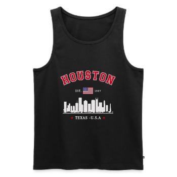 Houston Texas Est 1837 - Men's Premium Organic Tank Top - black - Front - AI Model Male 178 light (178cm)