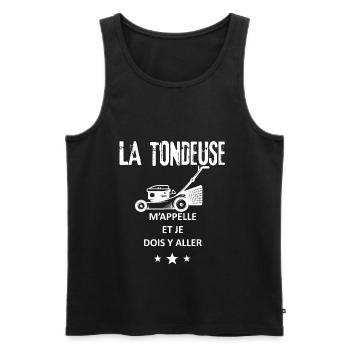 Tondeuse jardinier humour de jardin - Débardeur bio Premium Homme - noir - Devant - Michal (187cm)