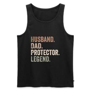 Husband Dad Protector Legend - Father's Day Gift - Débardeur bio Premium Homme - noir - Devant - AI Model Male 178 light (178cm)