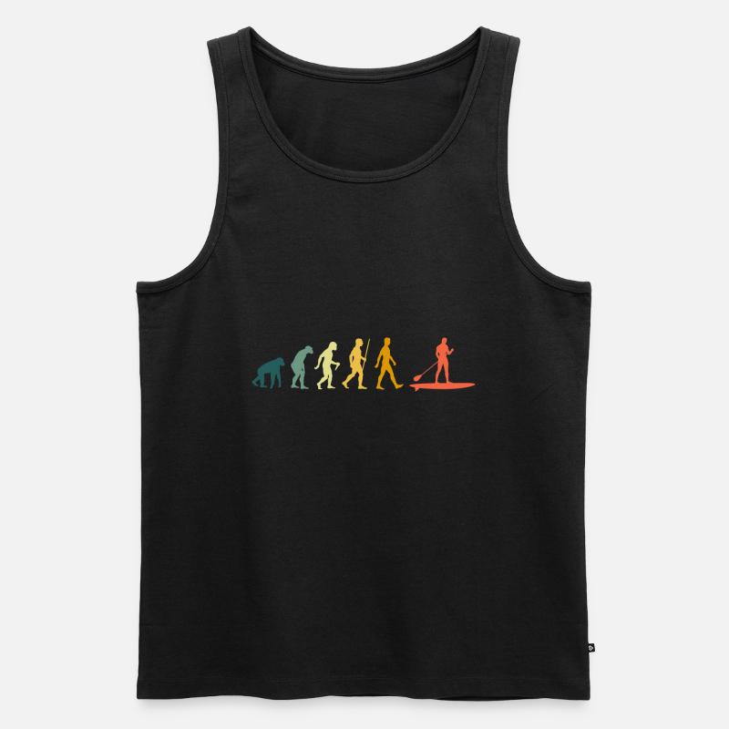 Stand Up Paddle Evolution Retro - Männer Premium Bio Tank Top - Schwarz