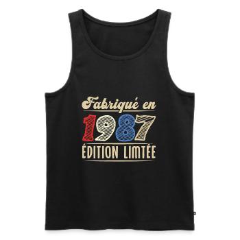 Fabriqué en 1987, Vintage cadeau d'anniversaire - Débardeur bio Premium Homme - noir - Devant - Michal (187cm)