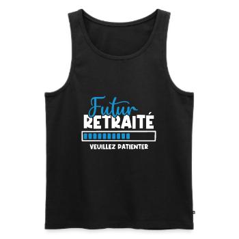 Futur retraité - Débardeur bio Premium Homme - noir - Devant - AI Model Male 178 light (178cm)