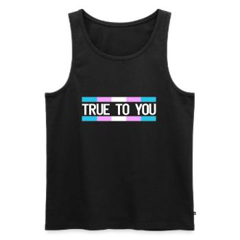 True to you - Transgender Queer LGBTIQ+ - Männer Premium Bio Tank Top - Schwarz - Vorne - Michal (187cm)