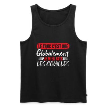 Globalement je m'en bats les couilles - Débardeur bio Premium Homme - noir - Devant - AI Model Male 178 light (178cm)