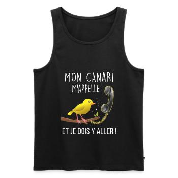 Oiseau Canari, Mon canari m'appelle idée Cadeau - Débardeur bio Premium Homme - noir - Devant - Michal (187cm)