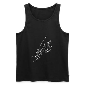Child holds parents with finger in white - Men's Premium Organic Tank Top - black - Front - Michal (187cm)