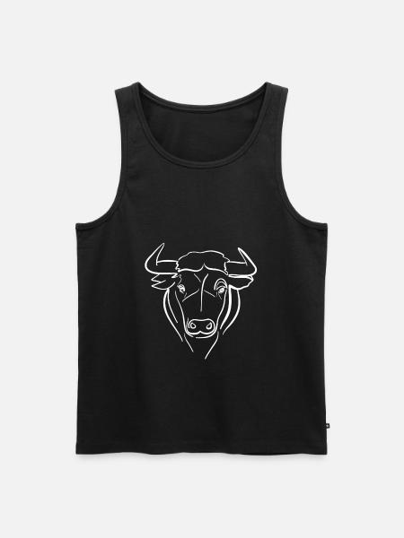 Bull line drawing over white - Men's Premium Organic Tank Top - black