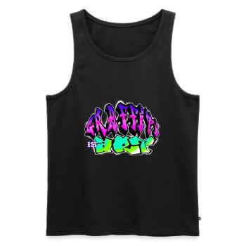 Graffiti is art colorful graffito slogan - Men's Premium Organic Tank Top - black - Front - Michal (187cm)