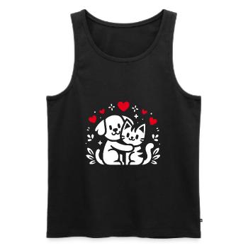 Amitié Amis Chiens et Chats Pour Toujours, - Débardeur bio Premium Homme - noir - Devant - AI Model Male 178 light (178cm)