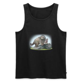 Manul Cat est un alpiniste - Débardeur bio Premium Homme - noir - Devant - AI Model Male 178 light (178cm)