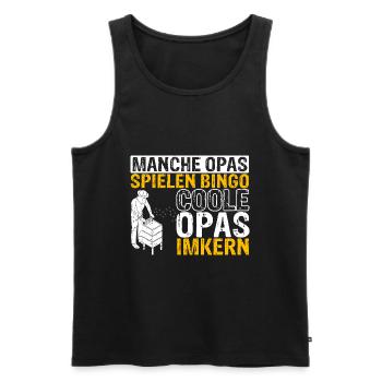 Manche Opas spielen Bingo coole Opas imkern | Imke - Männer Premium Bio Tank Top - Schwarz - Vorne - Michal (187cm)