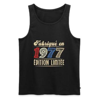 Fabriqué en 1977, Vintage cadeau d'anniversaire - Débardeur bio Premium Homme - noir - Devant - Michal (187cm)