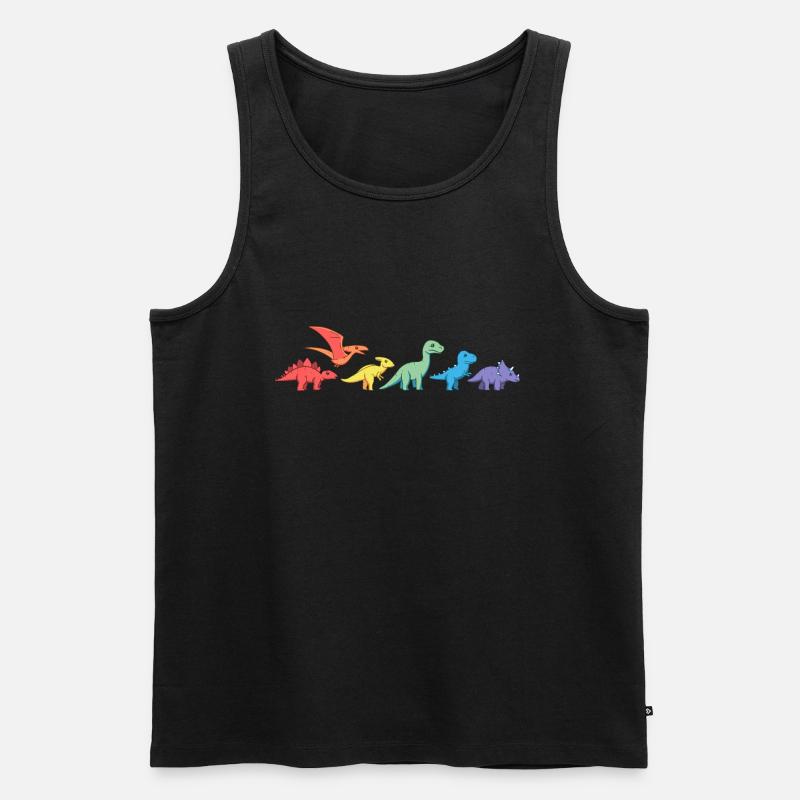 Regenbogen-Dinos - Männer Premium Bio Tank Top - Schwarz