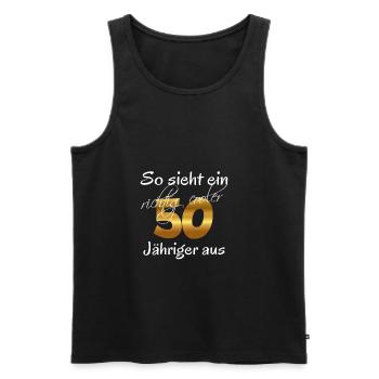 cool 50th birthday round birthday gift - Men's Premium Organic Tank Top - black - Front - Michal (187cm)