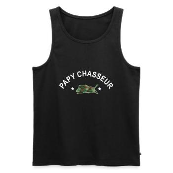 Cadeau papy chasseur chasse sanglier - Débardeur bio Premium Homme - noir - Devant - Michal (187cm)