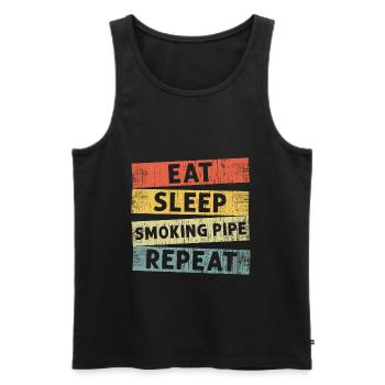 Essen Schlaf rauchen Pfeife wiederholen, Humor rauchen Pfeifen - Männer Premium Bio Tank Top - Schwarz - Vorne - AI Model Male 178 light (178cm)