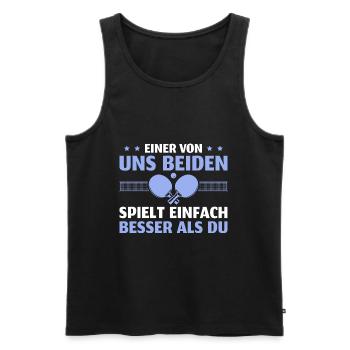 Einer von uns spielt besser Tischtennis Spieler - Männer Premium Bio Tank Top - Schwarz - Vorne - AI Model Male 178 light (178cm)